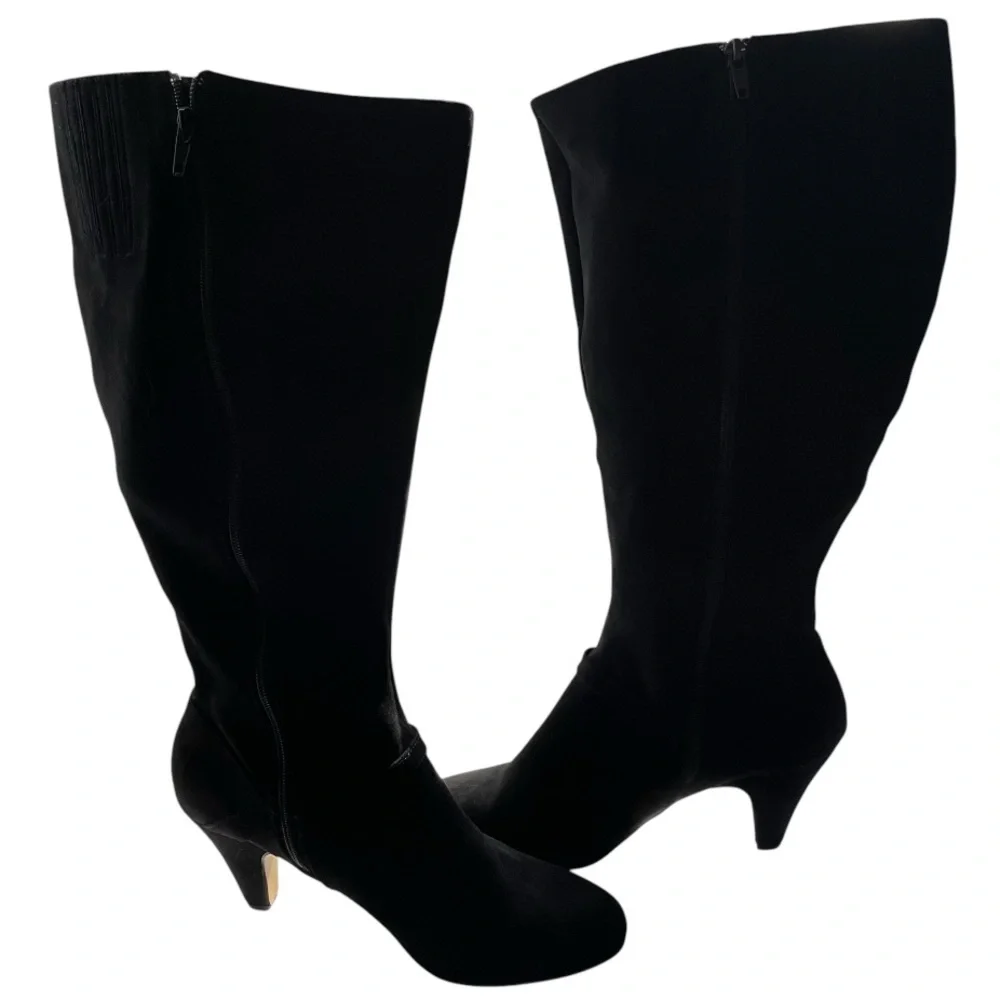 NWOT Bella Vita Sasha BLACK Suede Knee High Boots SIZE: 10 W - Picture 1 of 8